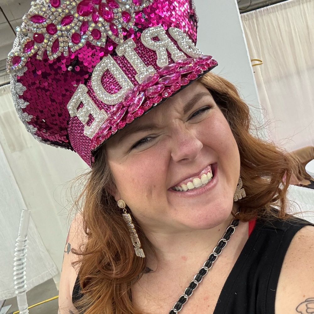 Pink Sequin Bride Hat